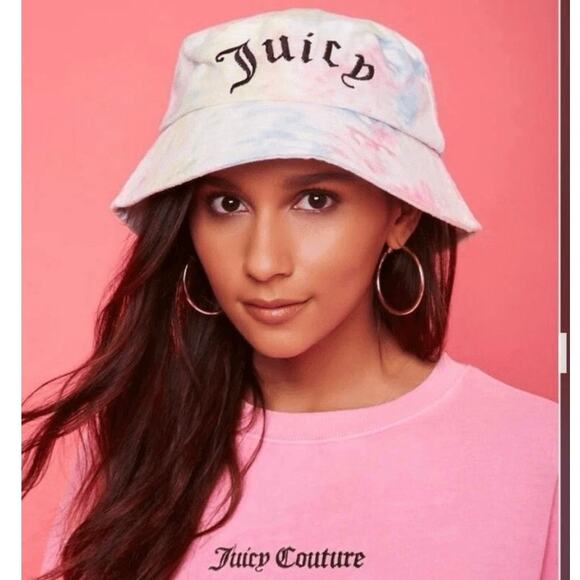 JUICY COUTURE TIE DYE BUCKET HAT BEACH SUMMER RAINBOW AESTHETIC CORE Original - Picture 1 of 14